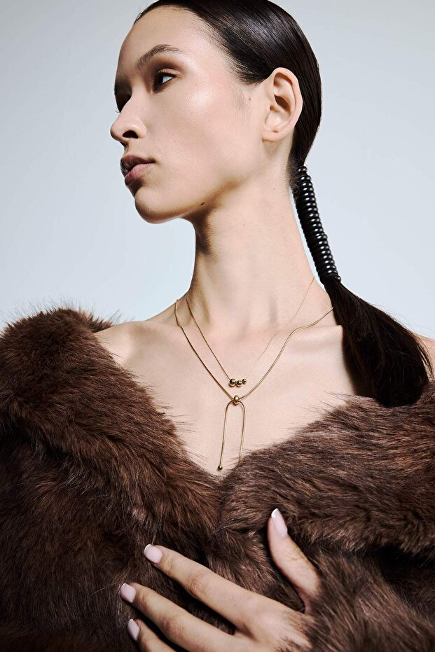 Women's Gold 2-Piece Steel Necklace G2859Axns