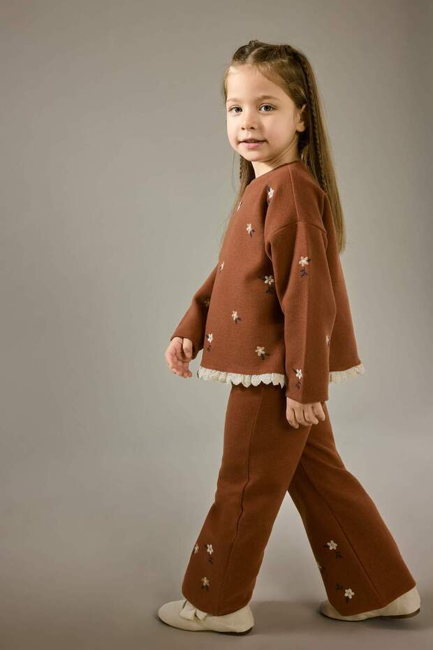 Wide Leg Floral Pants with Elastic Waist Baby Girl G6842A525CW