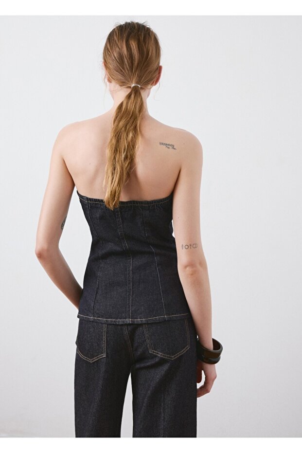 Straplez denim bluz - 4