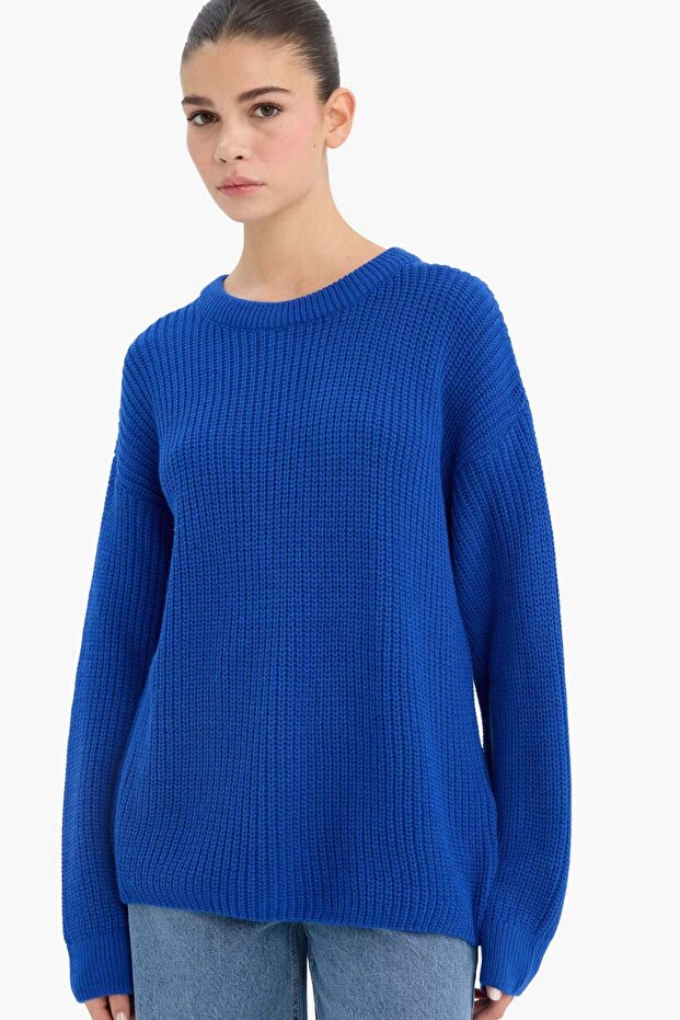Regular Fit Crew Neck Basic Long Sleeve Knitwear Sweater H6905Az25Wn