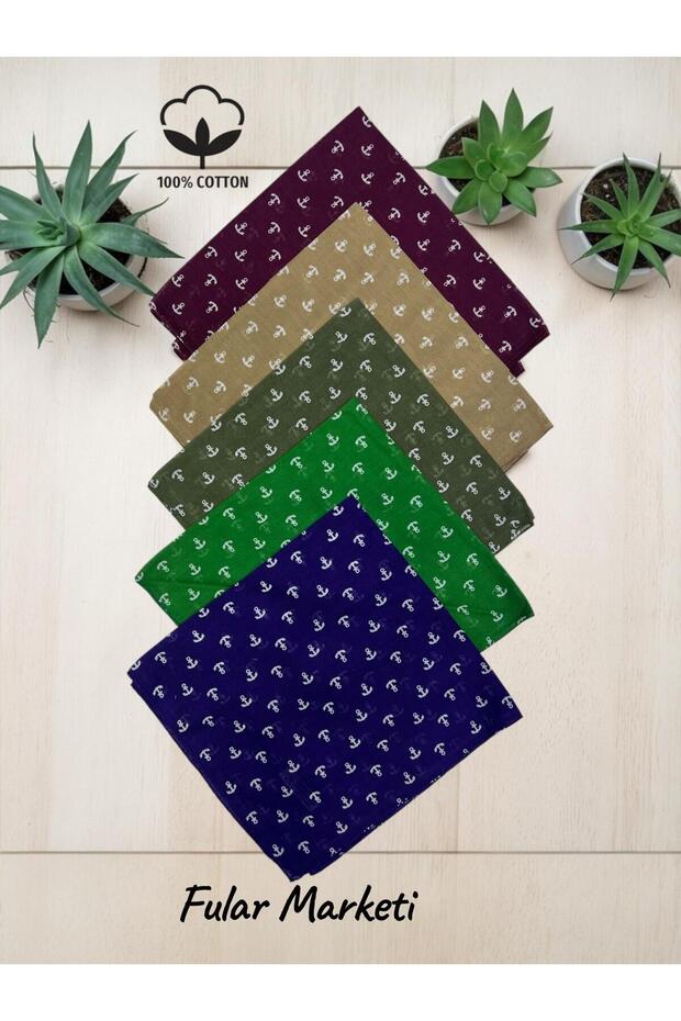 100% Cotton 5 Pieces Unisex Capa Patterned Bandana Claret Red Milk Coffee Lilac Gray Brown