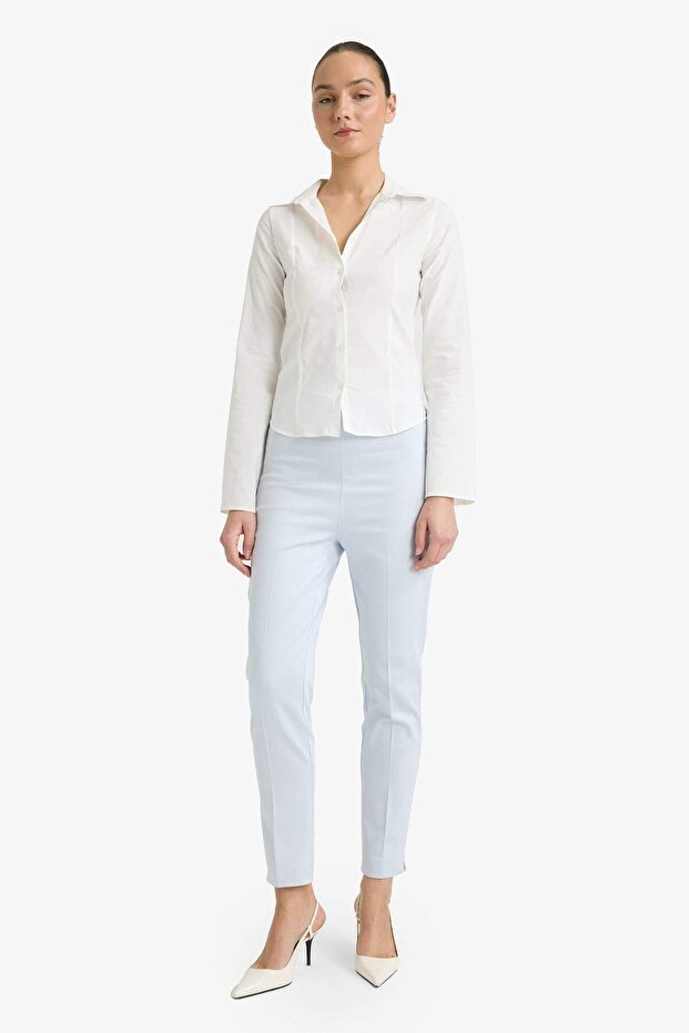 Sigaret Satin Fabric Pants Regular Waist Straight Leg J8743Az25Sm