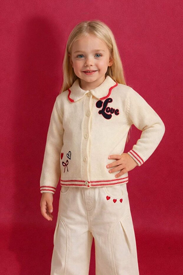 Embroidered Large Collar Cardigan Baby Girl G7442A526Sp