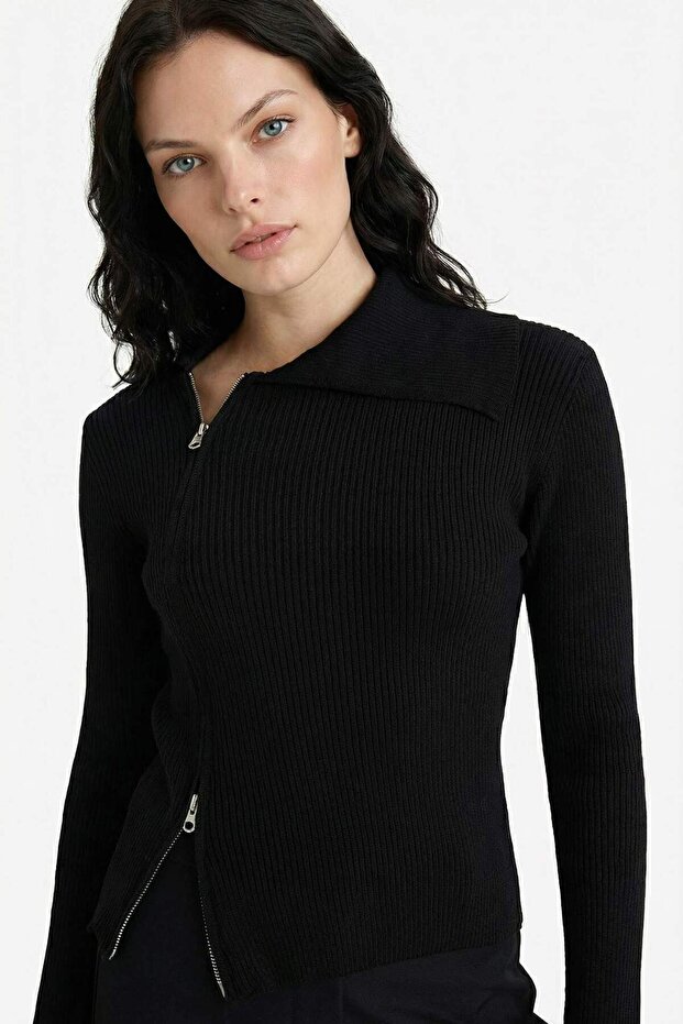 Slim Fit Slim Fit Zippered Cardigan G9075Ax25Wn