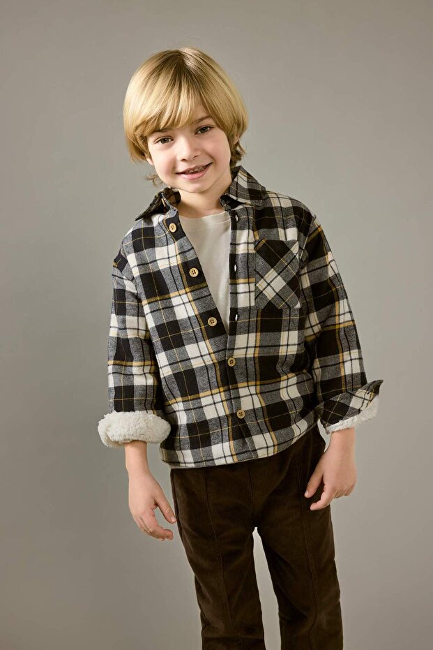Plaid Patterned Flannel Long Sleeve Shirt Baby Boy G0057A525Wn