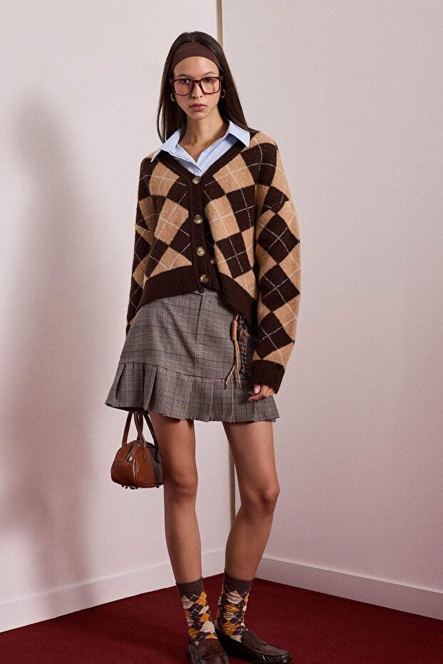 Pilise Checkered Regular Waist Mini Skirt G3453Ax25Wn