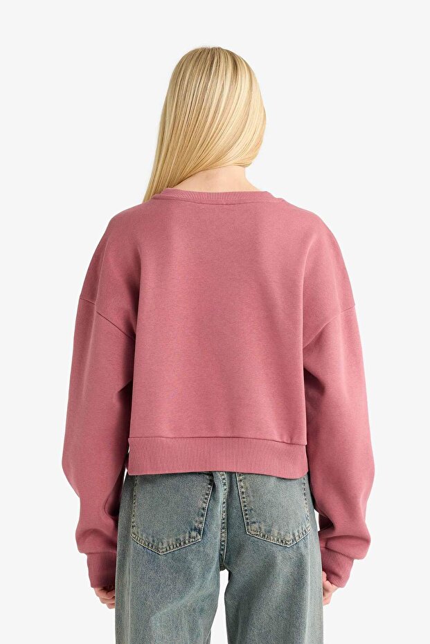 Bisiklet Yaka Baskılı Sweatshirt G3197AX25WN - 4