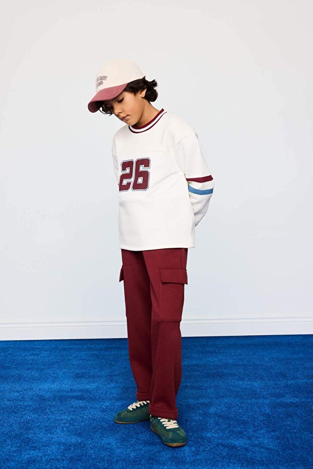 Loose Fit Cargo Pocket Elastic Waist Sweatpants for Boys G5372A825Wn
