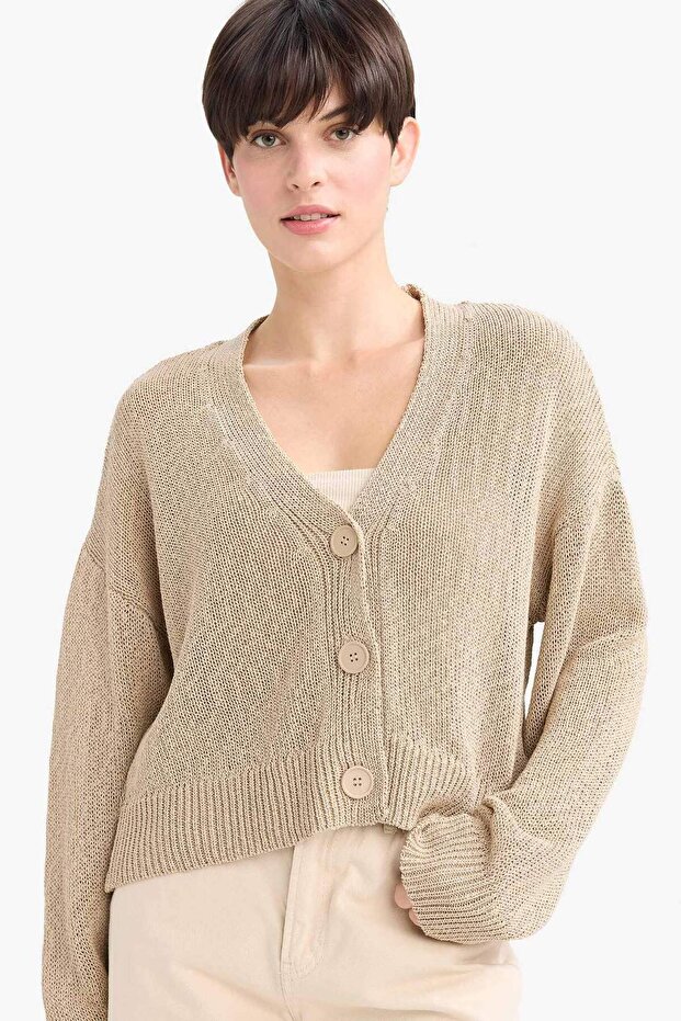 Relax Fit V Neck Buttoned Knitwear Cardigan G4123Ax25Wn