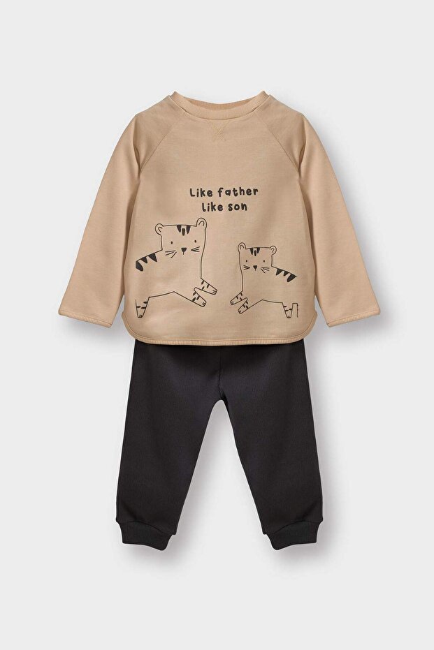 2Li Takım Kaplan Printed Sweatshirt Sweatpants Baby Boy F4652A525Au