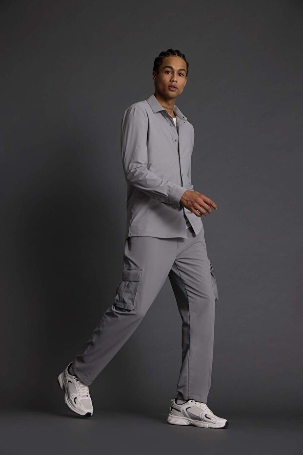 Warm Standard Fit Cargo Pocket Standard Leg Woven Sports Jogger F2308Ax25Wn