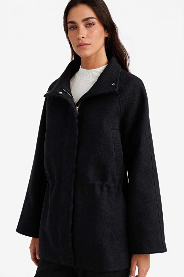 Warm Regular Fit Zippered Cashmere Coat F2788Ax25Wn