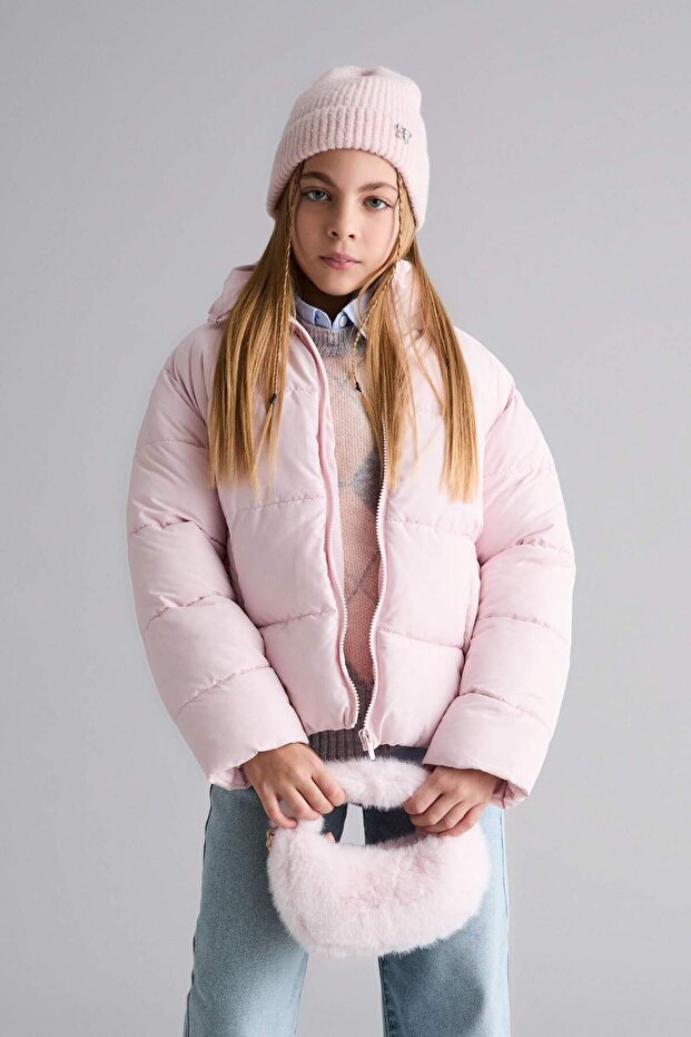 Girl's Waterproof Zippered Puffer Jacket F0053A825Au