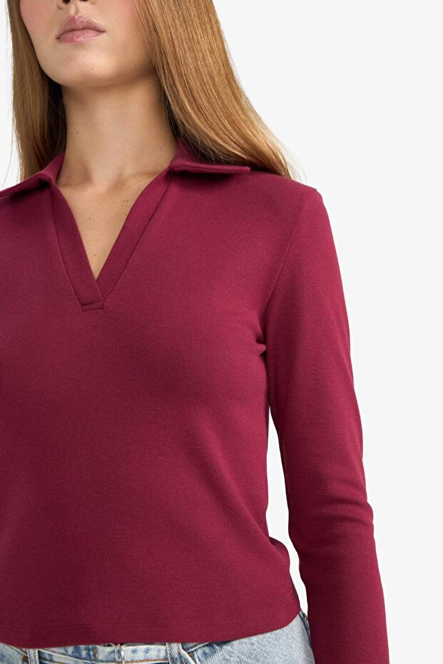 Fıtted Polo Yaka Basıc Modal Tişört E7938AX25AU - 5