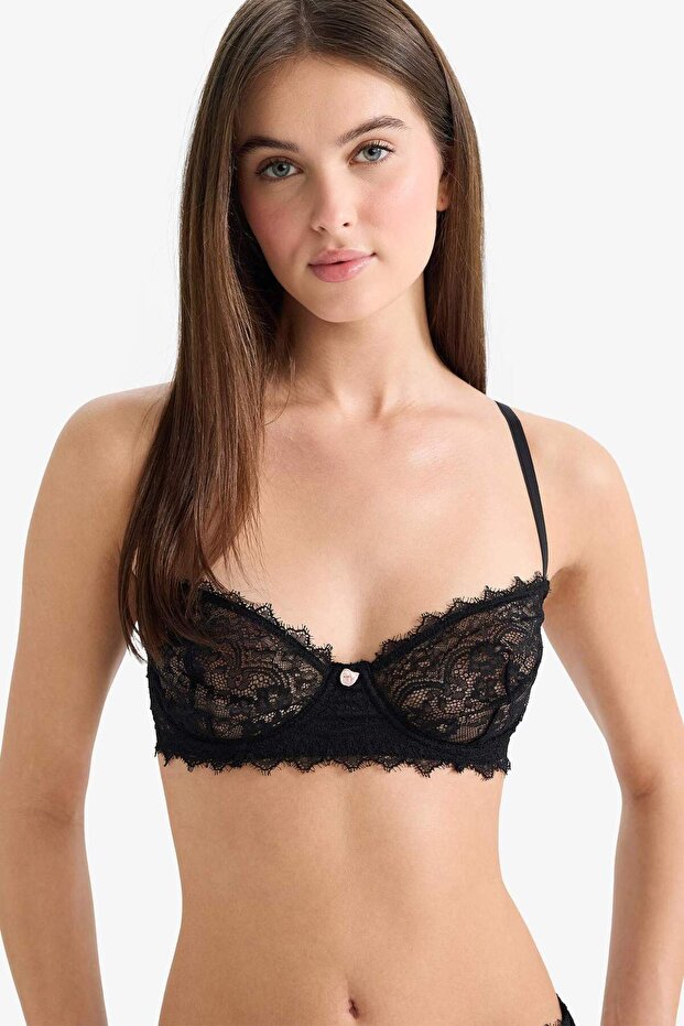 Lace-Up Lace Cupless Non-Padded Underwire Balconette Bra F7024Ax25Wn