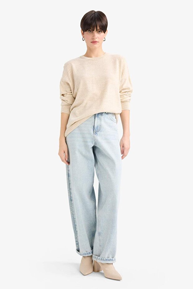 Wollmischung Basic Strickpullover G1401AX25WN - 2