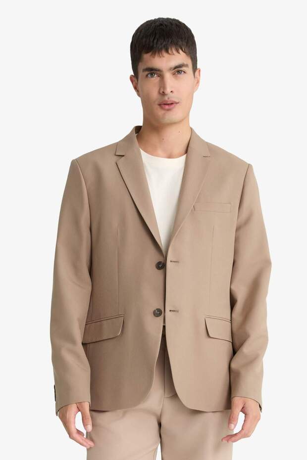 Slim Fit Slim Fit Cross Woven Button Blazer Jacket F7232Ax25Au