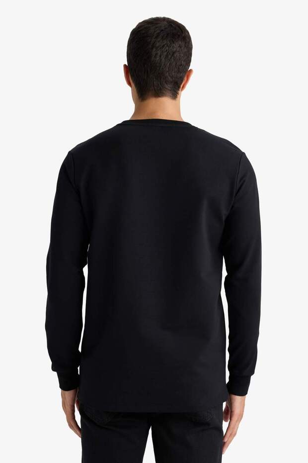 Slim Fit Dar Kesim Bisiklet Yaka Uzun Kollu Tişört F3646AX25AU - 6