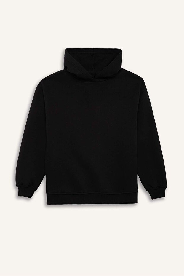 Relax Fit Kapüşonlu Basıc Kalın Sweatshirt D9935AX25WN - 7