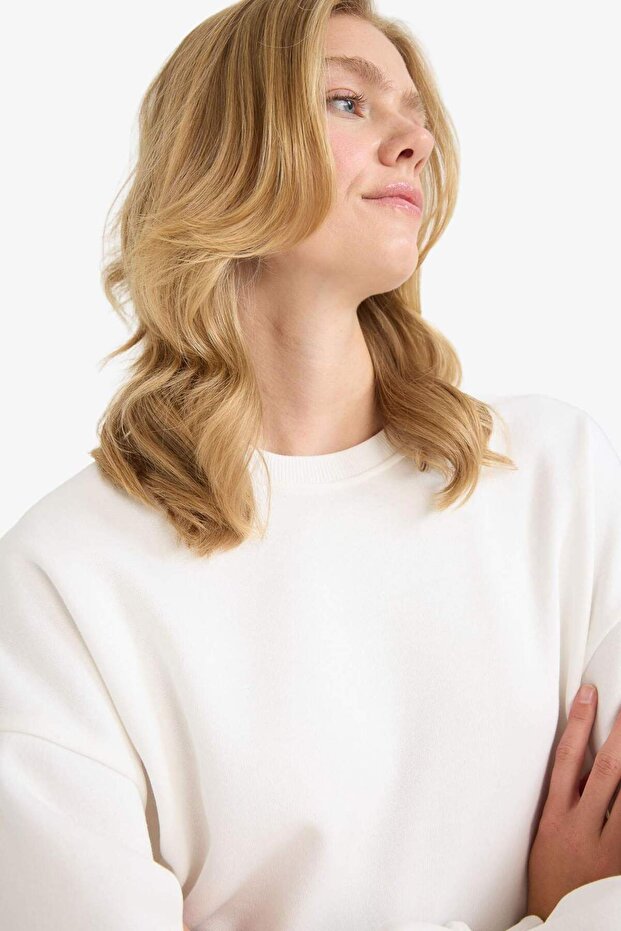 Oversıze Basıc Kalın Sweatshirt F9628AX25AU - 5