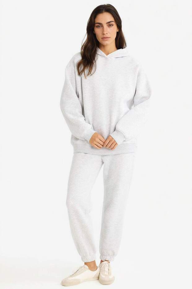 Relax Fit Kapüşonlu Basıc Kalın Sweatshirt D9935AX25WN - 2