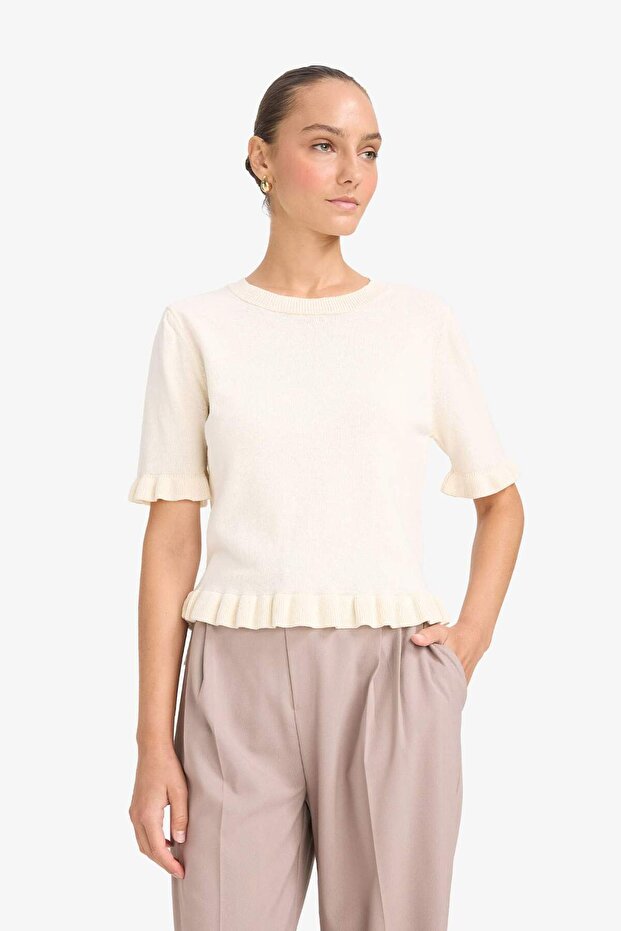 Kurzarmpullover mit normaler Passform und Rundhalsausschnitt G0186AX25AU - 3
