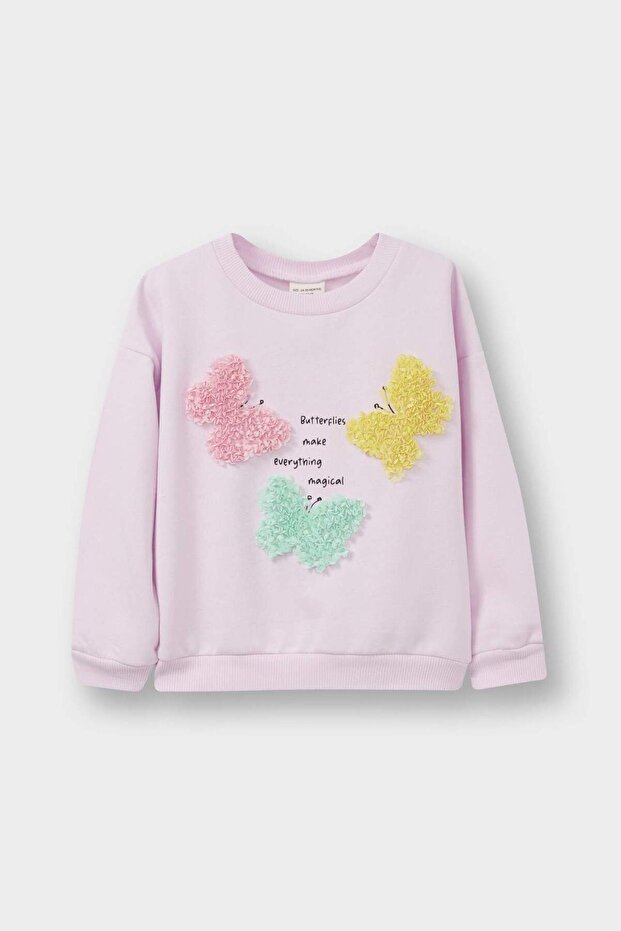 Crew Neck Printed Soft Fleece Inside Sweatshirt Baby Girl E8922A525Au