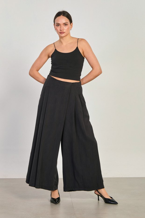 Women's wide leg trousers skirt - black