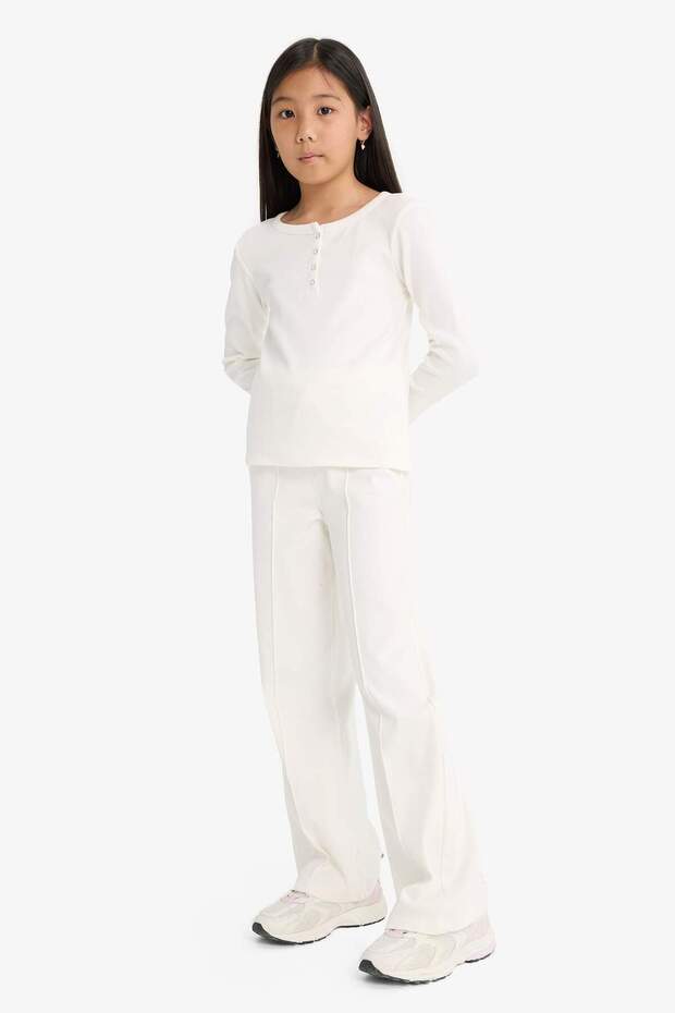 2'Li Takım Ribbed Camisole Long Sleeve T-Shirt Sweatpants Girls G0118A825Au