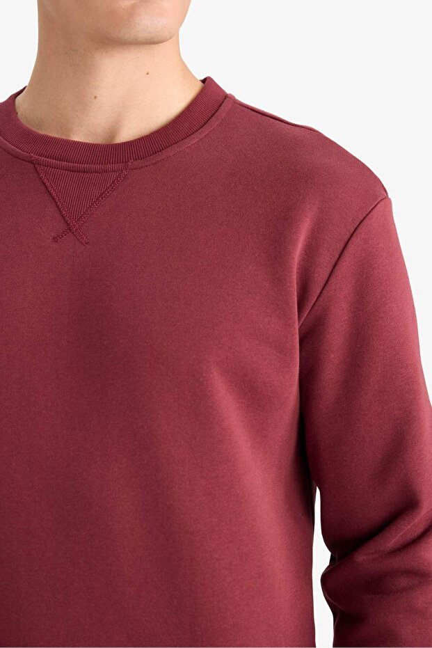 Regular Fit Bisiklet Yaka Basic Düz Kalın Sweatshirt T3777AZ25AU - 5