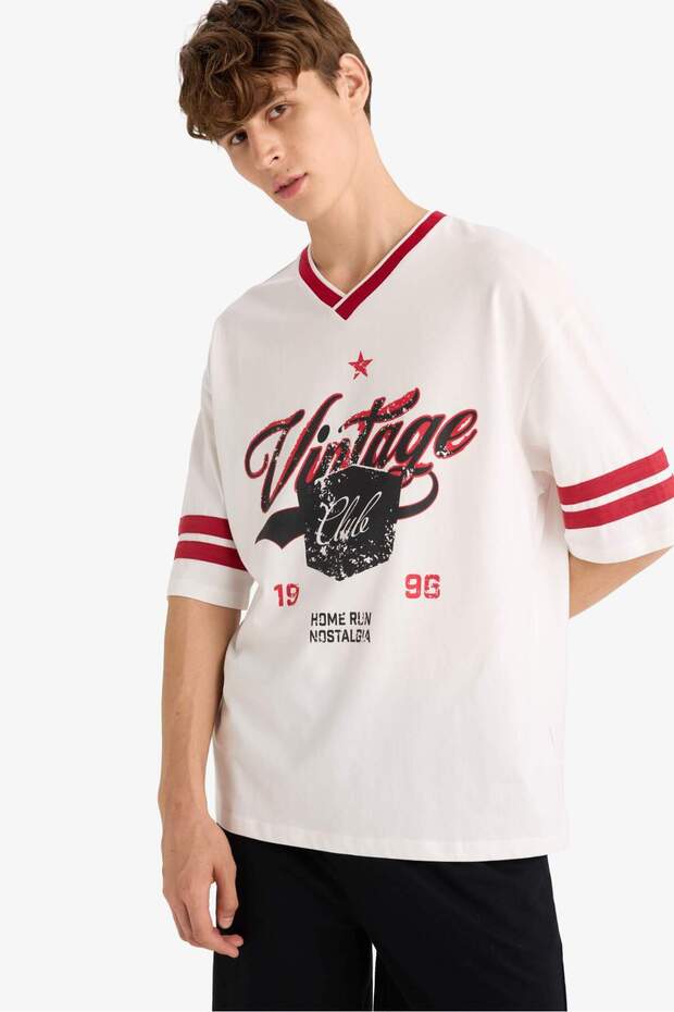 100% Cotton Loose Fit Crew Neck Printed Short Sleeve T-Shirt G0046Ax25Hs