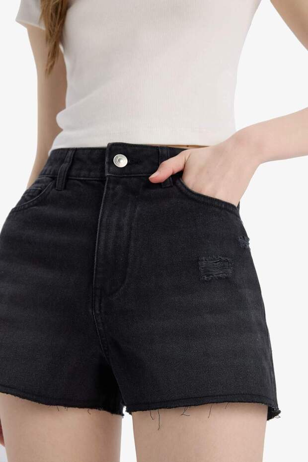 Normal Bel Kısa Paça Jean Şort E0498AX25SM - 6