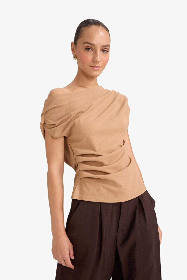 Fıtted Basıc Tek Omuzlu Bluz F8993AX25SM - 3