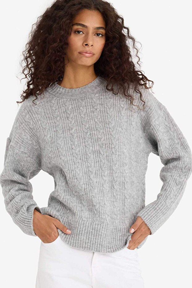 Oversize Wide Fit Crew Neck Sweater F3894Ax25Wn