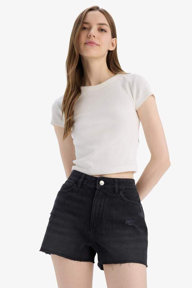 Normal Bel Kısa Paça Jean Şort E0498AX25SM - 4