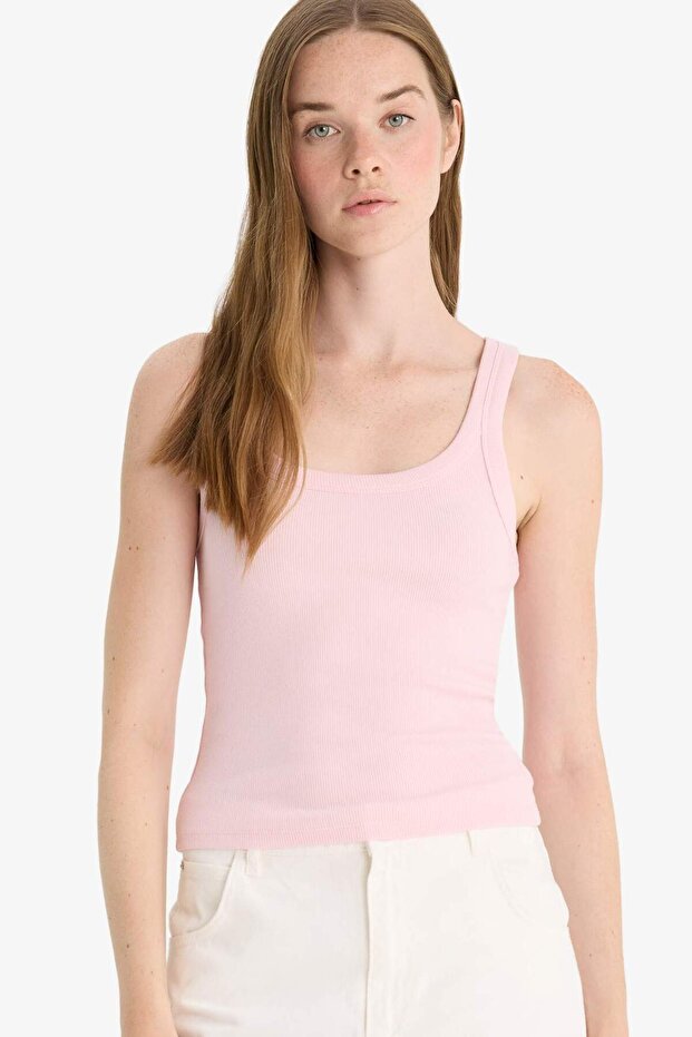 Fitted U-Neck Ribbed Camisole Undershirt F7818Ax25Au