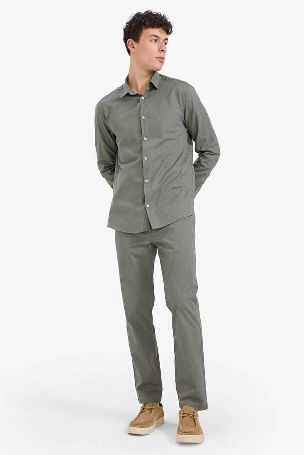 Regular Fit Regular Cut Pocketed Straight Leg Chino Trousers D7349Ax25Au