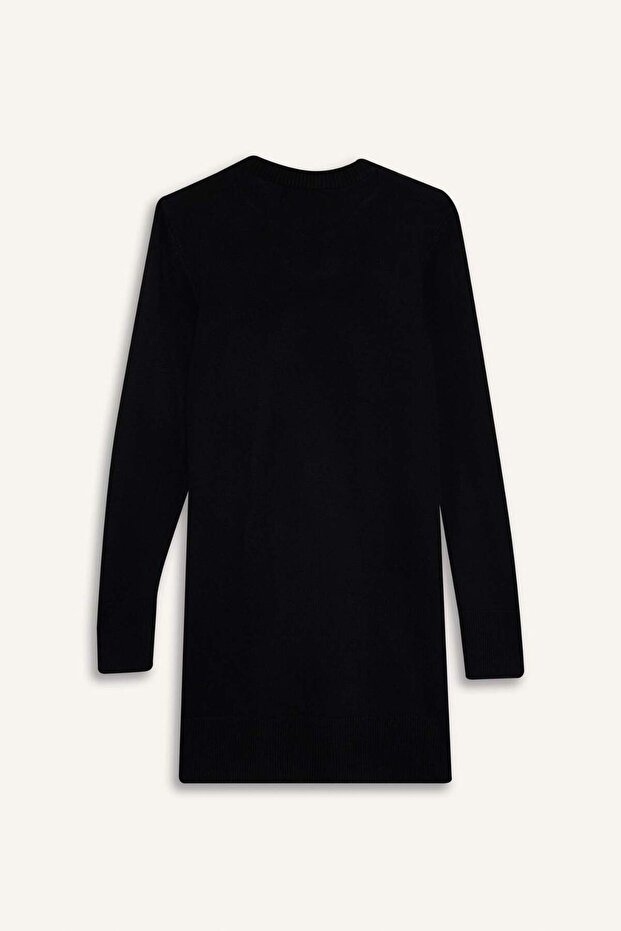 بلوفر تونيك محبوك سادة أساسي بفتحة رقبة دائرية وقصة عادية H3431AZ25WN - 8