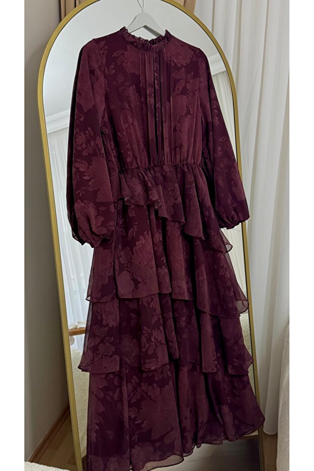 Kat Kat şifon Elbise Bordo - 2