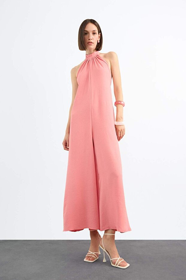 Halter Neck Wide Leg Long Jumpsuit F8206Ax25Sm