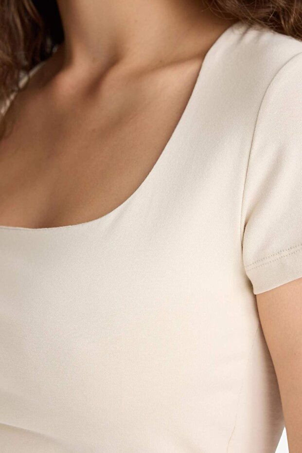 Fıtted U Yaka Basıc Tişört C6102AX25SM - 6