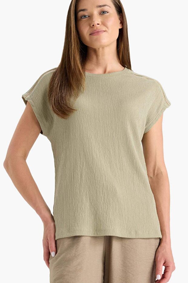 Crew Neck Wrap Short Sleeve T-Shirt F2768Ax25Sm