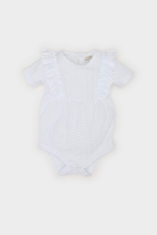 100% Cotton Crew Neck Short Sleeve Snap Fastener Bodysuit Baby Girl Newborn C8811A525Sm