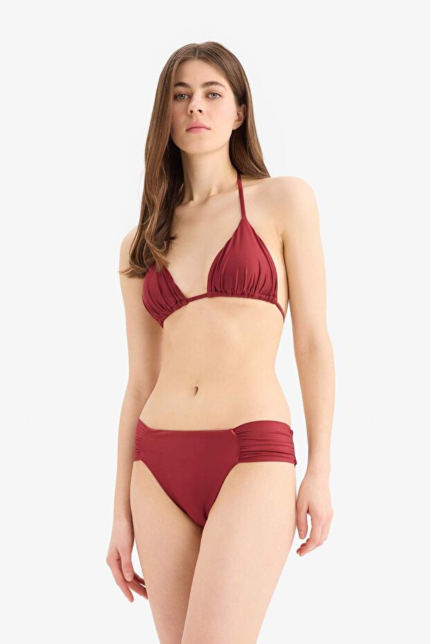 Regular Fit Satin Bikini Bottom-Fall in Love E0399Ax25Sm