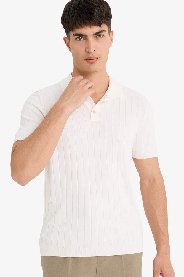 Standard Fit Polo Neck Knitwear Short Sleeve T-Shirt F6063Ax25Sm