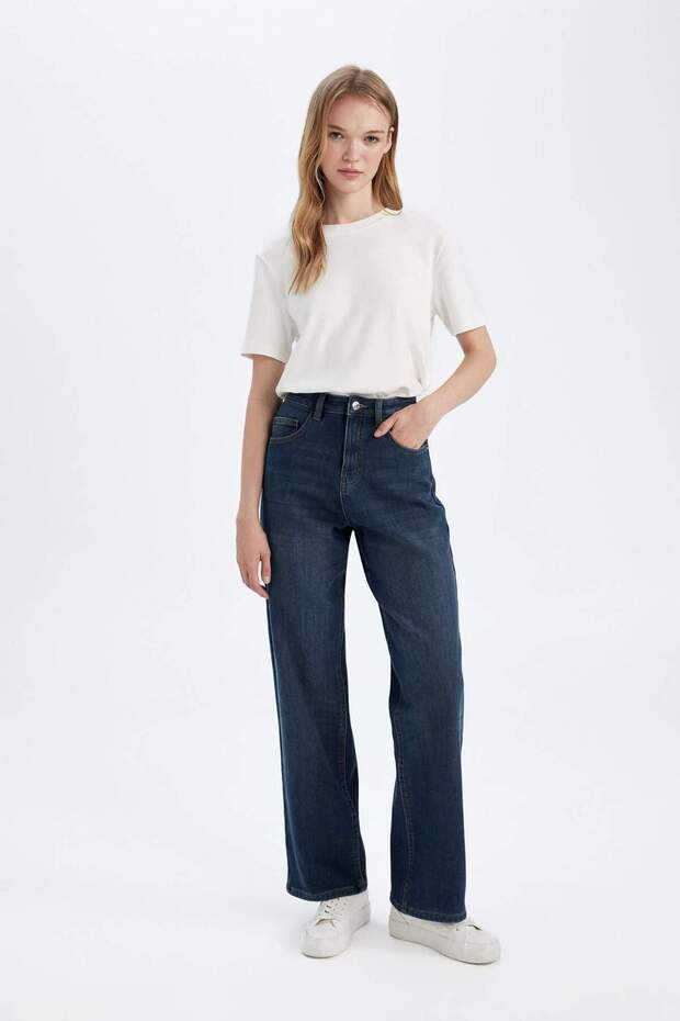 Relax Fit High Waist Long Jean Pants D1402Ax24Wn