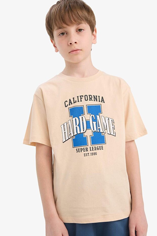 100% Cotton Crew Neck Printed Short Sleeve T-Shirt for Boys E6311A825Hs