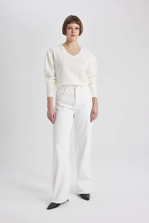 Regular Fit V-Ausschnitt Strickpullover B7865AXNS - 2