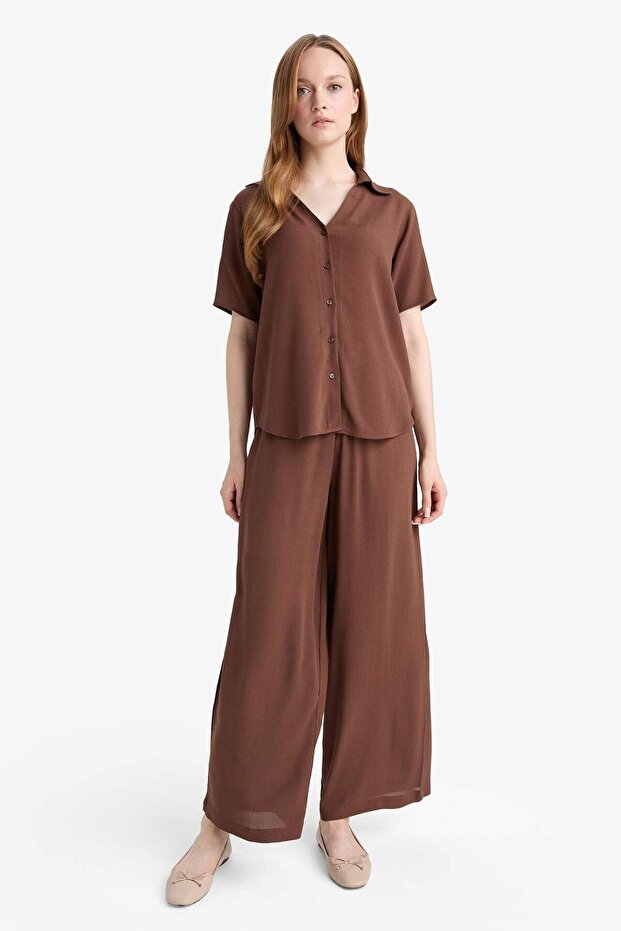 Culotte Wide Leg Crinkle Viscose Trousers C9565Ax25Sm