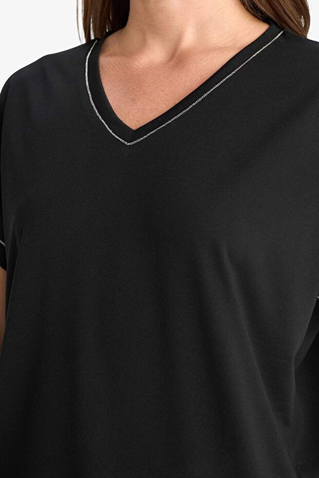 V Yaka Basıc Tişört F4831AX25SM - 5
